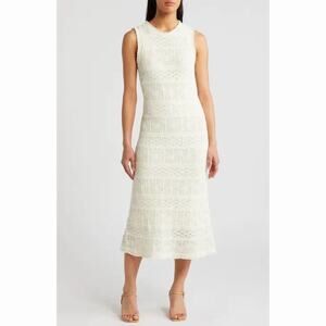 Chelsea28 NWT Women's Size XS Cream Crochet Lined Boho Cottagecore Dress